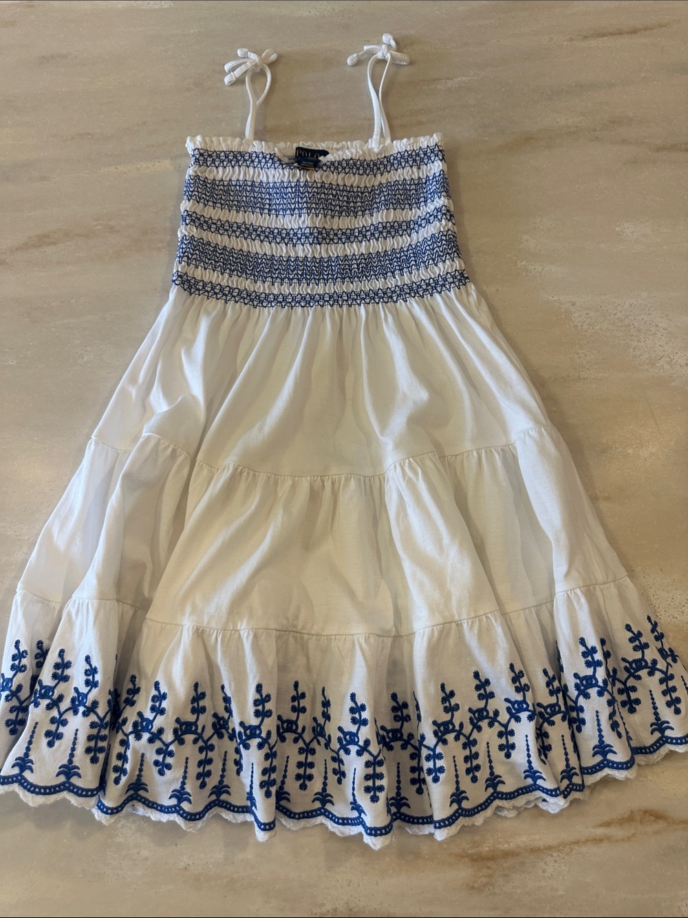 Polo by Ralph Lauren White Top with Blue Stripe Detail